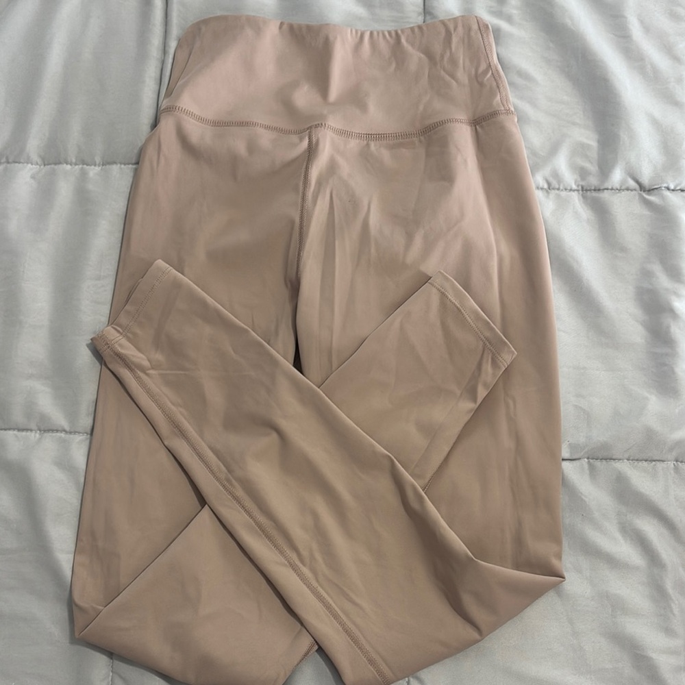 SHEIN Tan Leggings with Wide Waistband and Seam Details